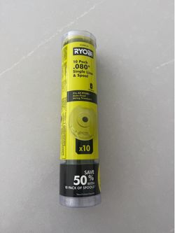 RYOBI 0.080 Auto-Feed Trimmer Line Spool 10-Pack AC80RL10 New Pre-Wound ONE+ 40V