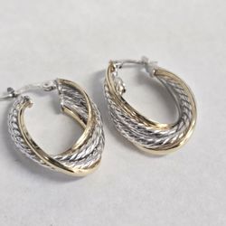 14kt Gold & White Gold Hoops