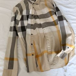 Burberry Classic Check Long Sleeve Shirt – Men’s Designer size M