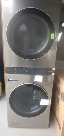 LG washer and dryer stackable new open box 1 year warranty 220 volt $1450..free drop off curve side delivery