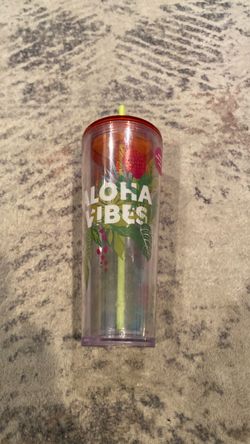 Aloha Vibes Clear Plastic Tumbler with Straw