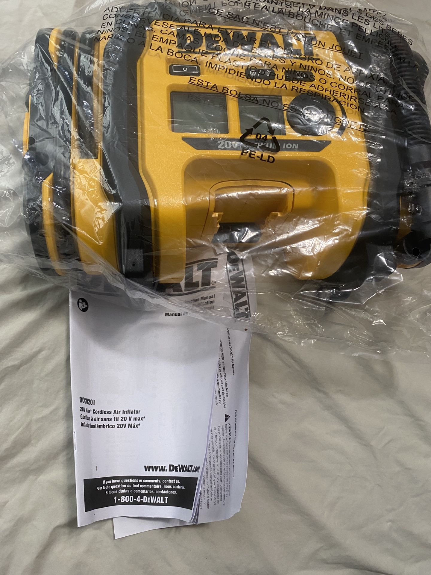 DEWALT 20V MAX CORDLESS AIR INFLATOR TOOL ONLY BATTERY NOT INCLUDED NEW IN BOX $100 FIRM