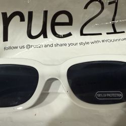 Rue21 White Frame Black Tint Sunglasses with Stud Accent