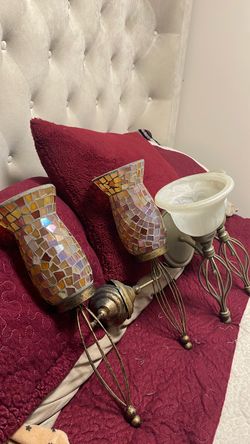 Mosaic Glass Wall Sconce Candle Holders Set