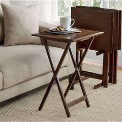 Brand New Farmhouse 5-Piece Oversized Snack Table Set in Walnut