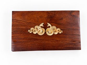 Wood Keepsake Box – Brass Serpent & Red Velvet
