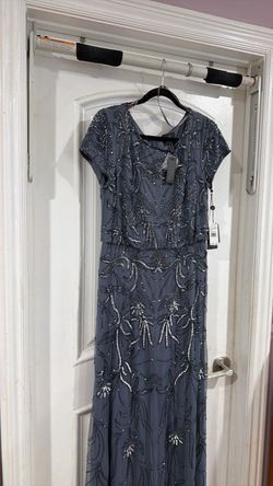 Adrianna Papell Petite Floral Sequin Gown 10 size  dusty blue