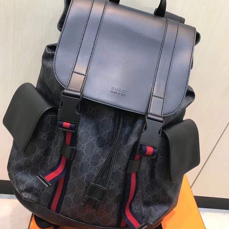 Gucci bag GUCCI black GG nylon backpack drawstring and flap buckle closure  for Sale in Jacksonville, FL - OfferUp