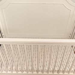 White Crib With Mattress 