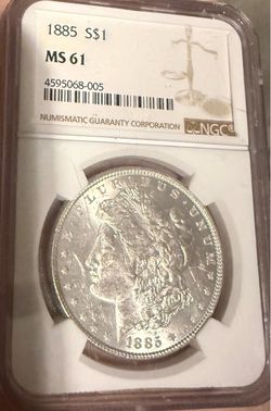 1885 Morgan Silver Dollar graded MS 61