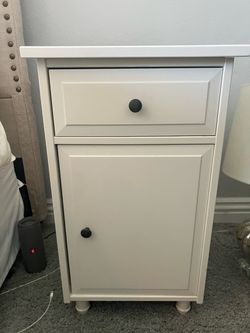 White Nightstand with Drawer & Cabinet