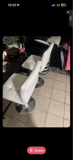 White Faux Leather Adjustable Bar Stools – Set of 2