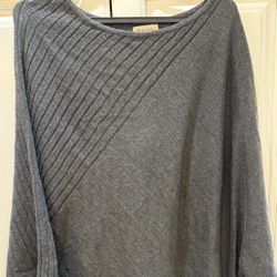 Women Fashion Grey Oversized Poncho Sweater With sleeve