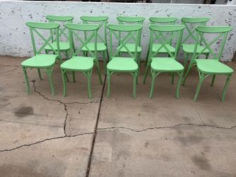 NEW Set of 10 Lagoon Stackable X Green Dining Chairs (Indoor/Outdoor)