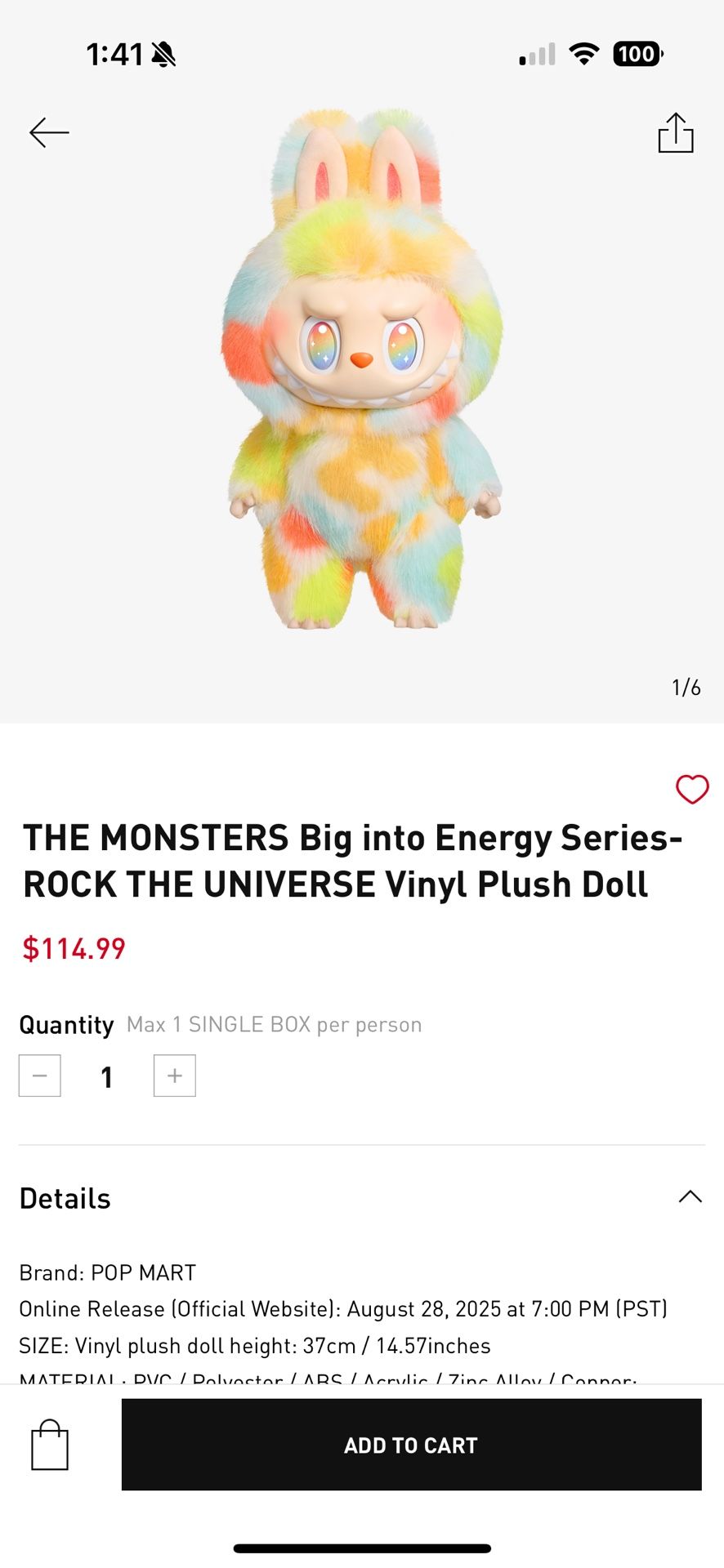 Big into Energy Series Rock The Universe Labubu (AUTHENTIC)