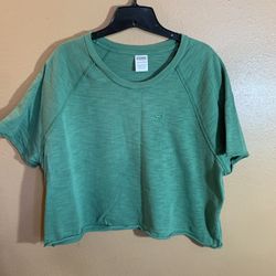 PINK Victoria's Secret Teal Kelly Green Cropped Sweatshirt - XL