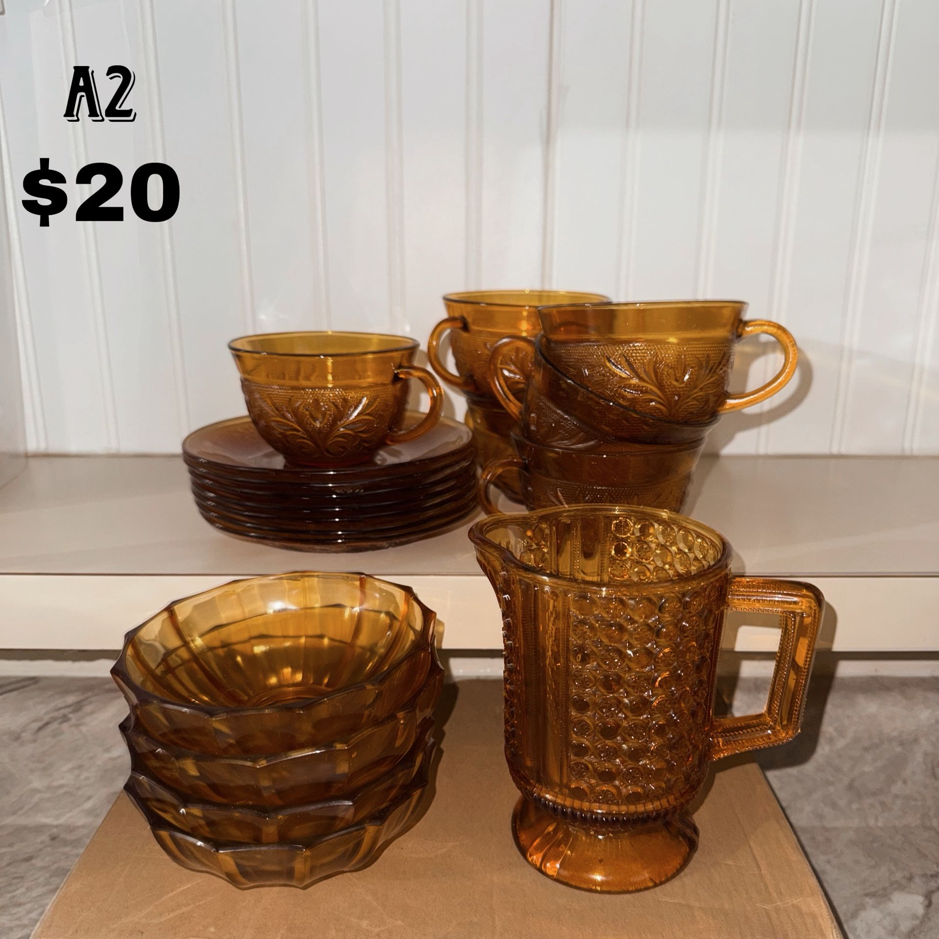 Vintage Amber Dish set 