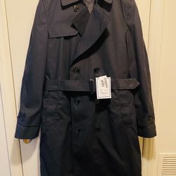 DSCP GARRISON COLLECTION MENS SIZE 40L ALL WEATHER BLACK ARMY LINED TRENCH COAT
