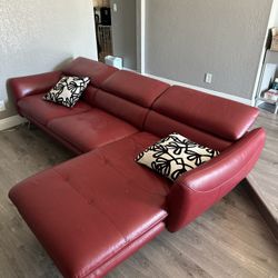Red Leather Dania Couch