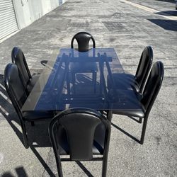 Glass Dining Table And 6 Chairs