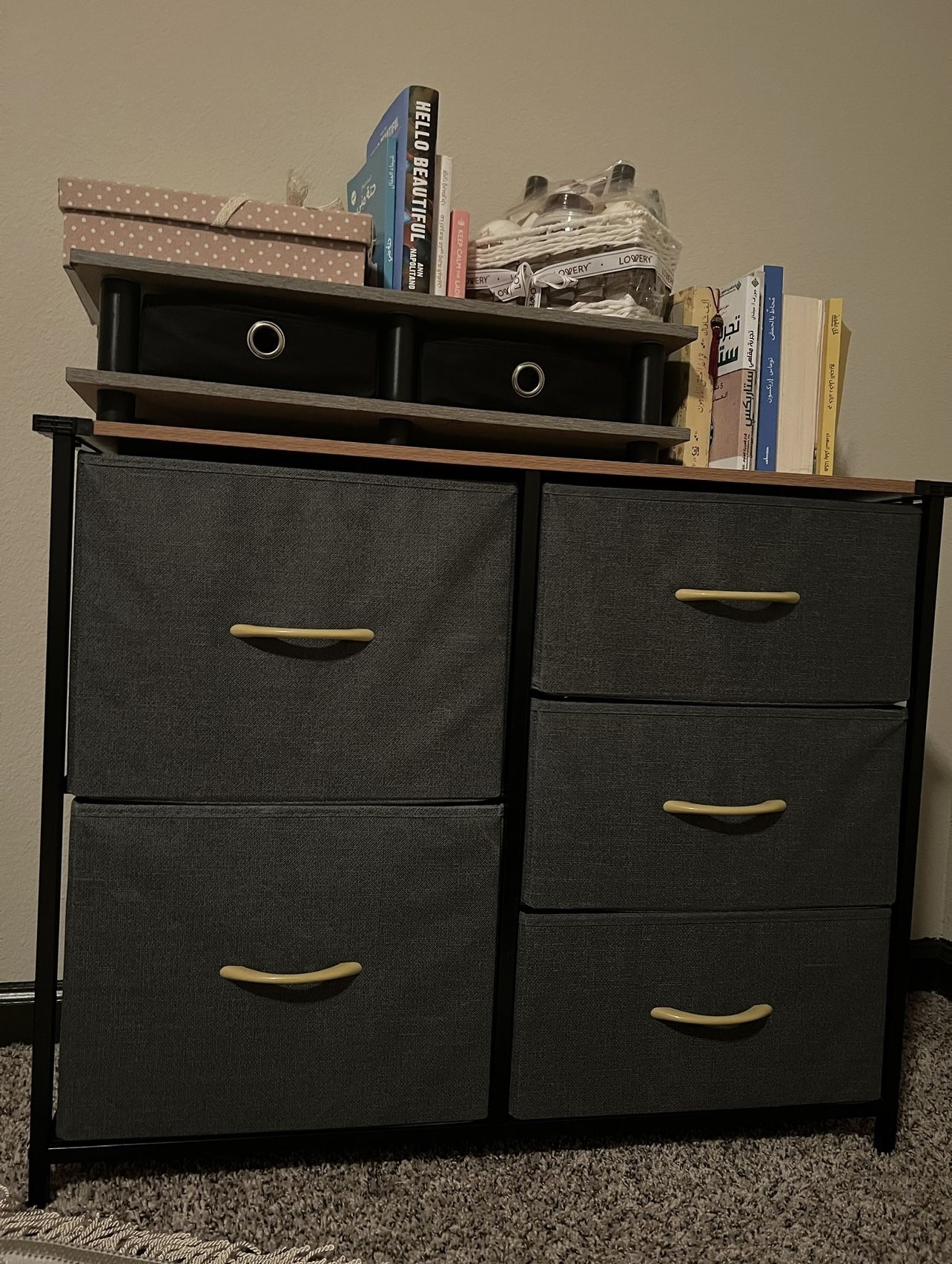 2 Storage Drawers , Living Room, Closets & Nursery - Sturdy Steel Frame, Easy Pull Fabric Bins