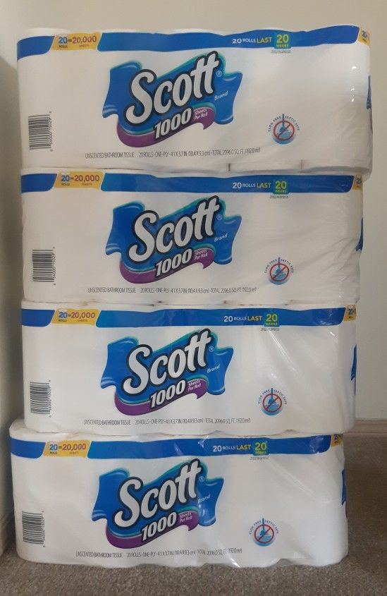 SCOTT TOILET PAPER 20 ROLLS - $10 EACH *MOVING, MUST PICK UP TODAY*