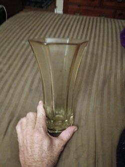 vintage hexagonal trumpet glass vase.