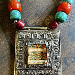 Tibet coral pendant Necklace  