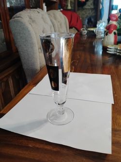 Vintage pair black 22k gold coin Bob Wallack pilsner beer glass