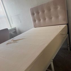 Twin Bed Frame with Tufted Headboard