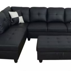 Black Sectional Couch With Ottoman 