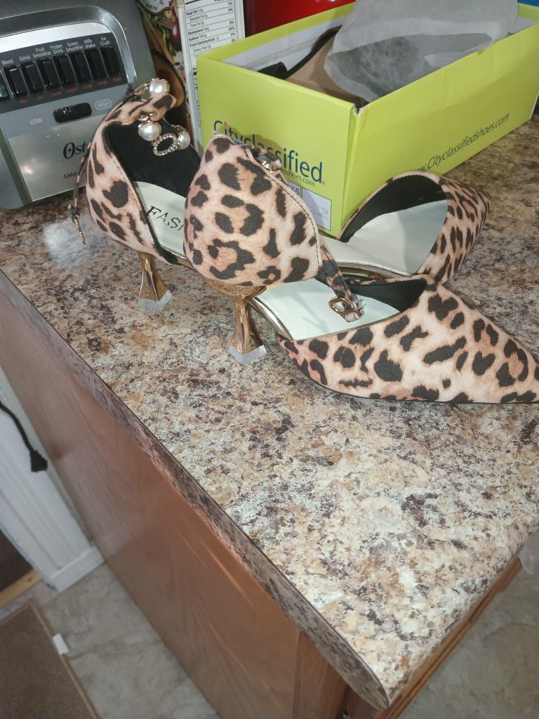 Leopard Heels With A Small Heel