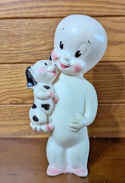 RARE Vintage Casper the Friendly Ghost Rubber Squeak Toy w/ Puppy 8"