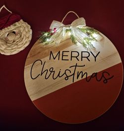 Merry Christmas Lighted 20 Inch Round New Sign