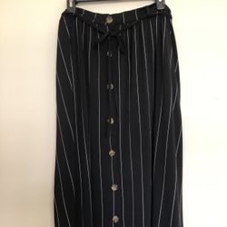 Striped Black Midi Skirt 