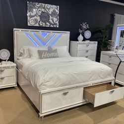 LED Bed Frame with Drawers