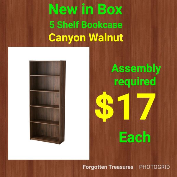 New In Box 5 Shelf Bookcase Canyon Walnut For Burlington New In Box 5 Shelf Bookcase Canyon Walnut