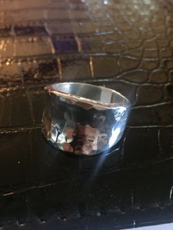 .925 1/2 Saddle Silver Hammered Ring