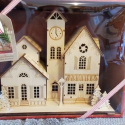 Brand New Hallmark Lighted Laser Cut Wood Village