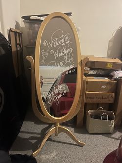 Gold Oval Cheval Floor Mirror with Stand