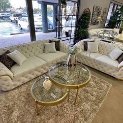Lupino Ivory Velvet Sofa &Loveseat 📌 İn Stock,  Fast Delivery,  Finance Available 