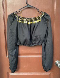 Black and Gold Belly Dancing Top Halloween