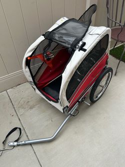 Red and White Bike Trailer for Kids or Pets