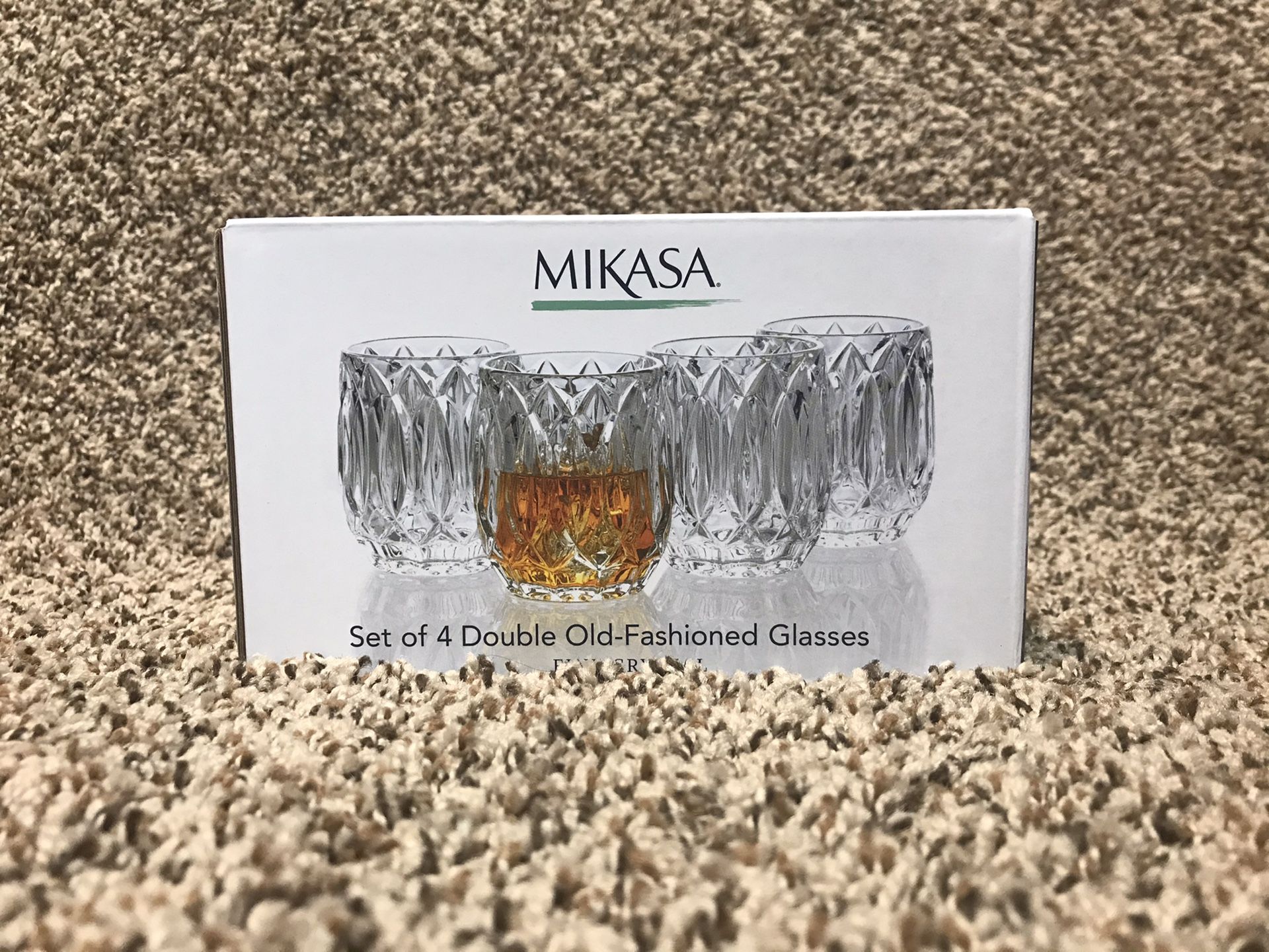 Mikasa Set of 4 Double Old-Fashioned Glasses Fine Crystal Saxon 10oz NIB