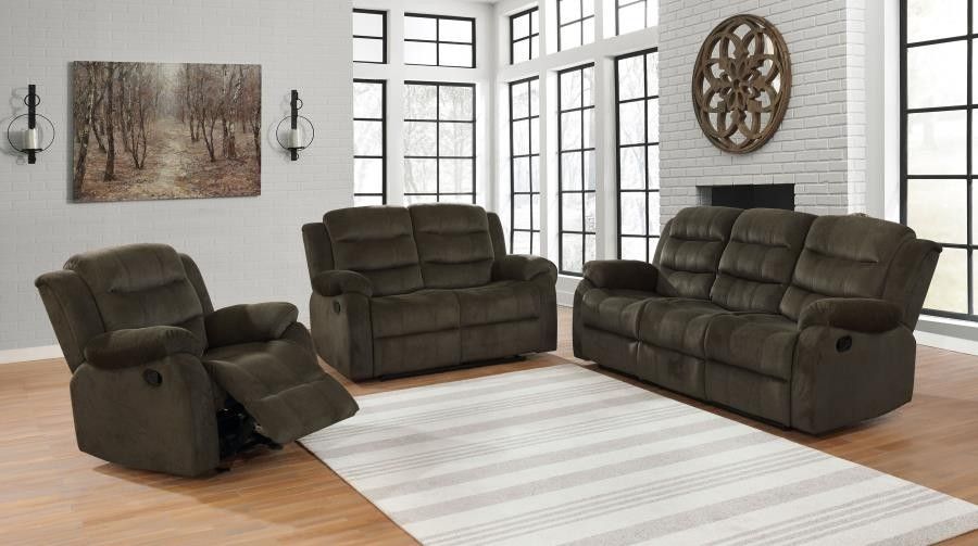 3-piece Reclining Motion Sofa Set Olive Brown Loveseat Glider Recliner - Sillones Reclinables