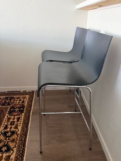Gray Modern Bar Stools with Chrome Legs – Set of 2