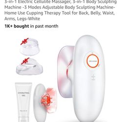 3-in-1 Electric Cellulite Massager, 3-in-1 Body Sculpting Machine -3 Modes Adjustable Body Sculpting Machine- Home Use Cupping Therapy Tool for Back, 