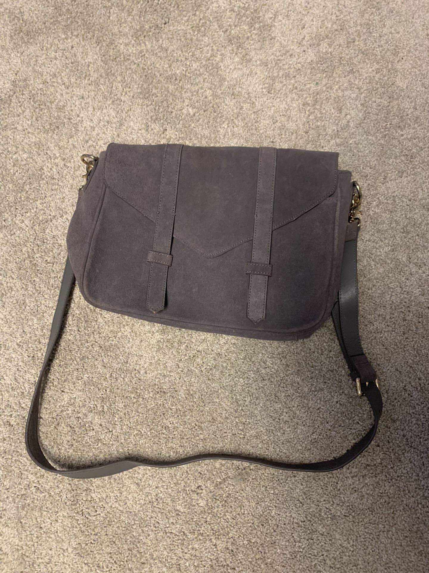 Large Violetta Grey Suede Messenger Bag • Violetta