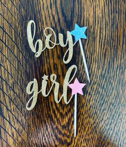 Gender girl or boy cup cake toppers
