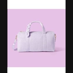 NEW STONEY CLOVER LANE X TARGET LIMITED EDITION TERRY CLOTH MINI HEART 💜 DUFFLE BAG LAVENDER  Limited edition sold out everywhere